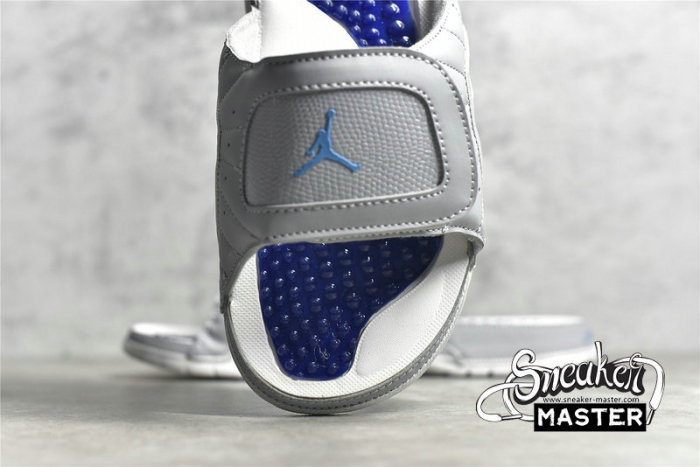 NIKE AIR JORDAN HYDRO 12 RETRO SLIDES WOLF GREY/WHITE/NAVY BLUE 820265-007