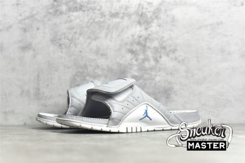 NIKE AIR JORDAN HYDRO 12 RETRO SLIDES WOLF GREY/WHITE/NAVY BLUE 820265-007