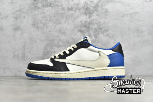 NIKE TRAVIS SCOTT X FRAGMENT X AIR JORDAN 1 LOW BLACK/WHITE/DARK BLUE CQ3227-105