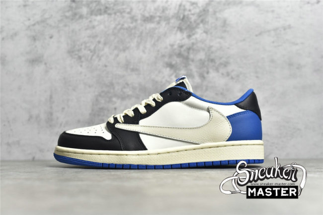 NIKE TRAVIS SCOTT X FRAGMENT X AIR JORDAN 1 LOW BLACK/WHITE/DARK BLUE CQ3227-105