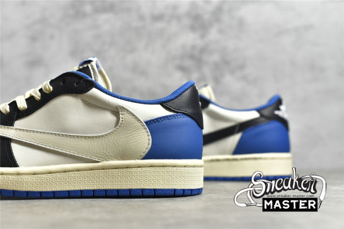 NIKE TRAVIS SCOTT X FRAGMENT X AIR JORDAN 1 LOW BLACK/WHITE/DARK BLUE CQ3227-105