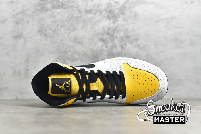 NIKE AIR JORDAN 1 MID PERFORATED WHITE/BLACK/UNIVERSITY GOLD BQ6472-107