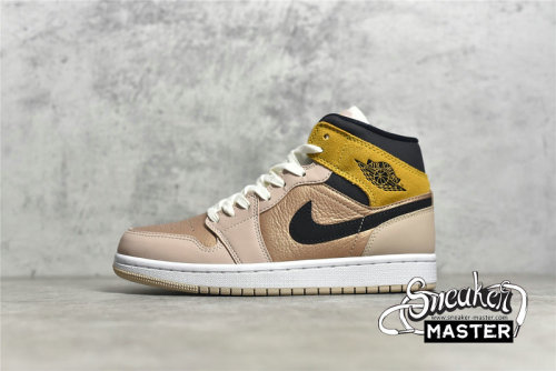NIKE AIR JORDAN 1 MID SE PARTICLE BEIGE/METALLIC RED BRONZE/UNIVERSITY GOLD/BLACK DD2224-200