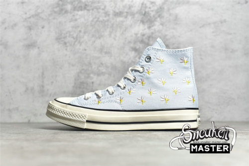 CONVERSE CHUCK TAYLOR ALL-STAR 70S HIGH EMBROIDERED FLORAL PRINT CHAMBRAY BLUE/EGRET/BLACK 570917C