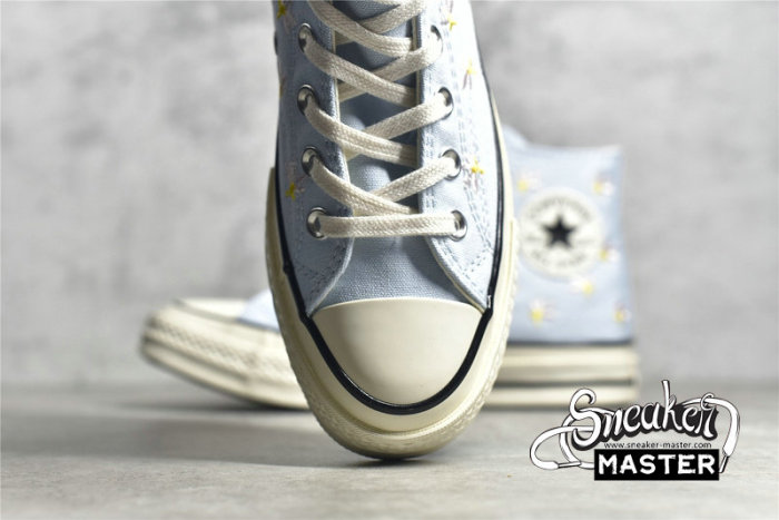 CONVERSE CHUCK TAYLOR ALL-STAR 70S HIGH EMBROIDERED FLORAL PRINT CHAMBRAY BLUE/EGRET/BLACK 570917C