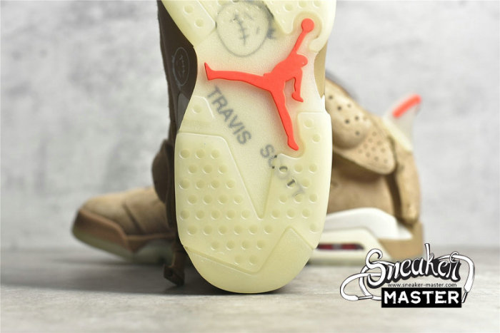 NIKE TRAVIS SCOTT X AIR JORDAN 6 RETRO BRITISH KHAKI/SAIL/BRIGHT CRIMSON DH0690-200