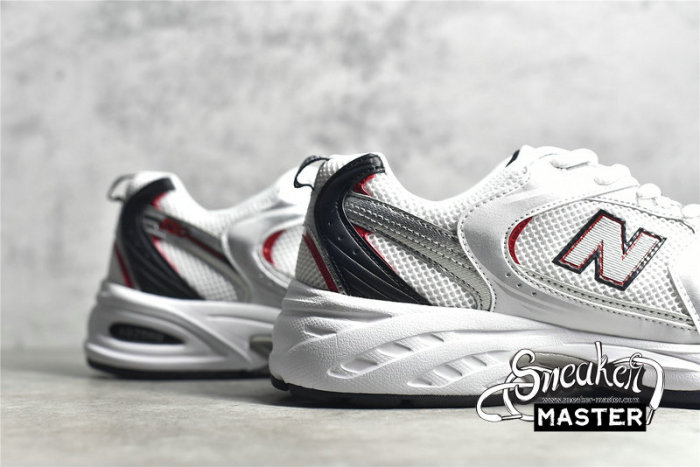 NEW BALANCE 530V2 RETRO RUNNING SHOES WHITE/SILVER/RED MR530SA