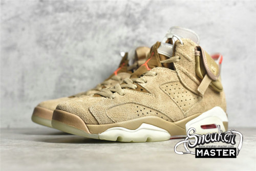 NIKE TRAVIS SCOTT X AIR JORDAN 6 RETRO BRITISH KHAKI/SAIL/BRIGHT CRIMSON DH0690-200