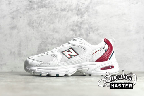 NEW BALANCE 530 RUNNING SHOES WHITE/WHITE/RED-GREEN MR530SK