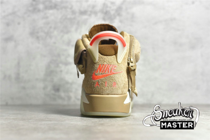 NIKE TRAVIS SCOTT X AIR JORDAN 6 RETRO BRITISH KHAKI/SAIL/BRIGHT CRIMSON DH0690-200