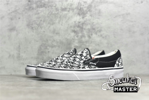VANS DOODLE CHECKERBOARD SLIP-ON SKATE SHOES BLACK/WHITE/BLACK VN0A5AO86U6
