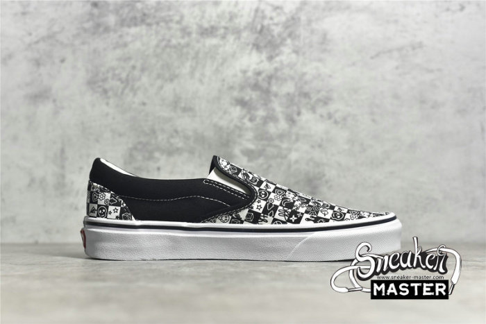 VANS DOODLE CHECKERBOARD SLIP-ON SKATE SHOES BLACK/WHITE/BLACK VN0A5AO86U6