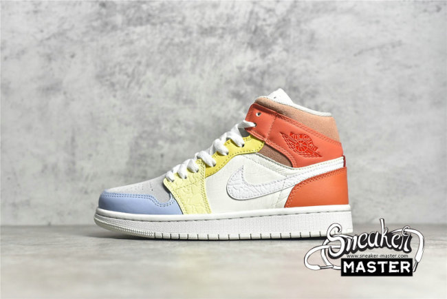 NIKE AIR JORDAN 1 MID TO MY FIRST COACH SAIL/WHITE/LIGHT ZITRON/SUMMIT WHITE/OPTI YELLOW DJ6908-100