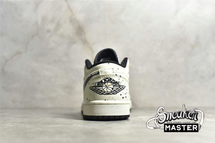 NIKE AIR JORDAN 1 LOW BRUSHSTROKE SWOOSH PAINT SPLATTER NATURAL/BLACK/MULTI-COLOR DM3528-100