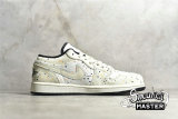 NIKE AIR JORDAN 1 LOW BRUSHSTROKE SWOOSH PAINT SPLATTER NATURAL/BLACK/MULTI-COLOR DM3528-100