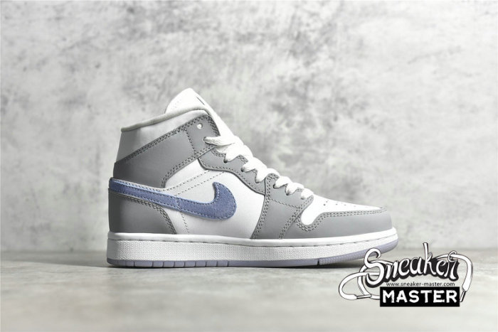 NIKE AIR JORDAN 1 MID LIGHT GREY/WHITE/LIGHT PURPLE BQ6472-105