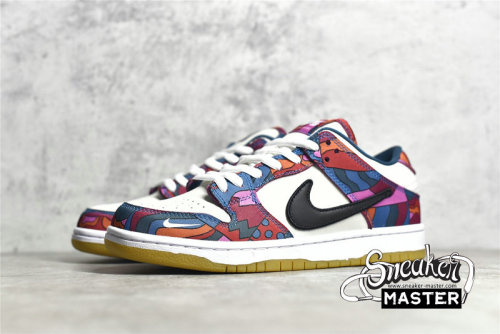 NIKE PARRA X DUNK LOW PRO SB ABSTRACT ART FIRE PINK/GYM RED/MOCHA/WHITE/ROYAL BLUE/BLACK DH7695-600