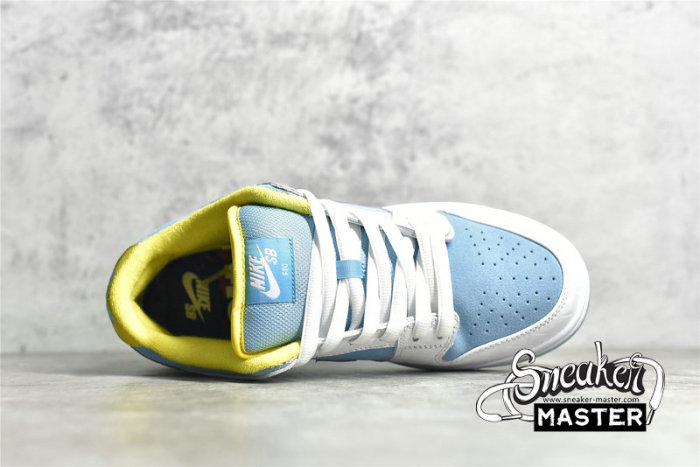 NIKE FTC X DUNK LOW SB WHITE/LAGOON PULSE/METALLIC SILVER/SPEED YELLOW DH7687-400