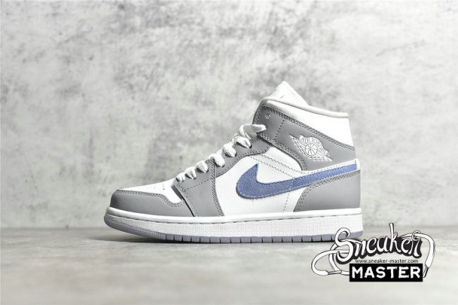 NIKE AIR JORDAN 1 MID LIGHT GREY/WHITE/LIGHT PURPLE BQ6472-105