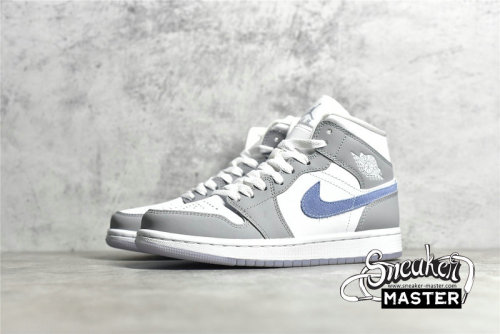NIKE AIR JORDAN 1 MID LIGHT GREY/WHITE/LIGHT PURPLE BQ6472-105