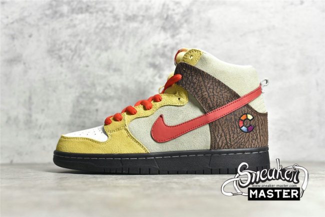NIKE COLOR SKATES X DUNK HIGH SB KEBAB AND DESTROY YELLOW/RED/WHITE-BROWN CZ2205-700