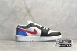 NIKE AIR JORDAN 1 LOW GS FUNKY PATTERNS BLACK/LIGHT FUSION RED/WHITE/COAST DH5927-006