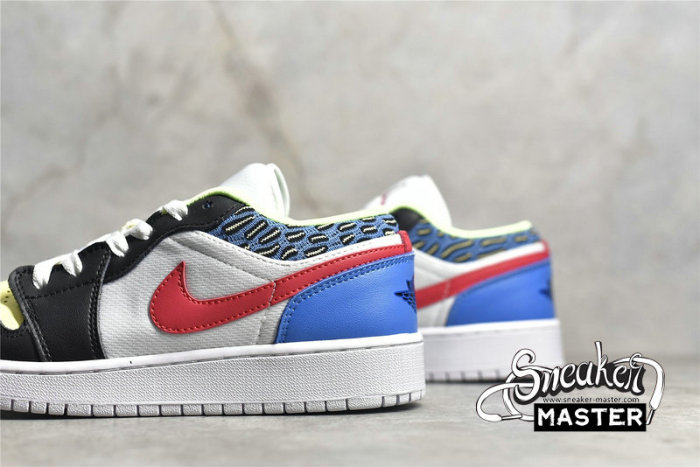NIKE AIR JORDAN 1 LOW GS FUNKY PATTERNS BLACK/LIGHT FUSION RED/WHITE/COAST DH5927-006