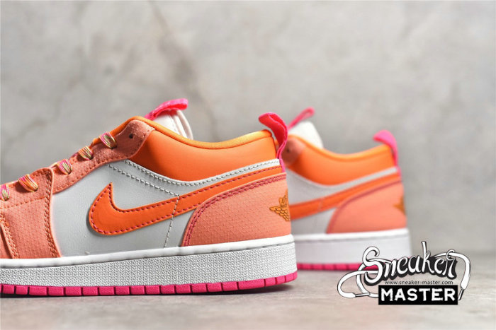 NIKE AIR JORDAN 1 LOW UTILITY GS ORANGE/WHITE/PINK DJ0530-801