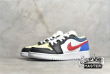 NIKE AIR JORDAN 1 LOW GS FUNKY PATTERNS BLACK/LIGHT FUSION RED/WHITE/COAST DH5927-006