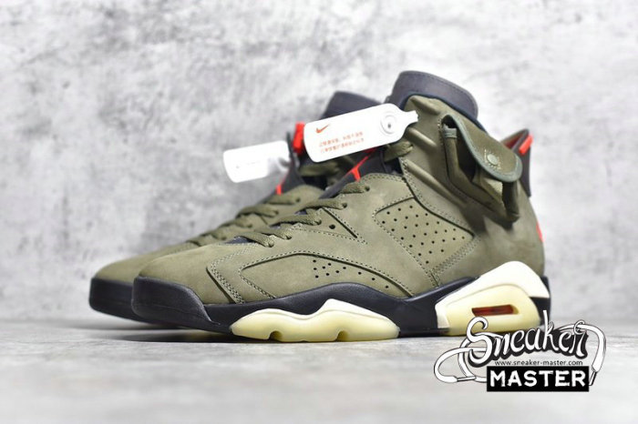 NIKE TRAVIS SCOTT X AIR JORDAN 6 MEDIUM OLIVE/BLACK/UNIVERSITY RED CN1084-200