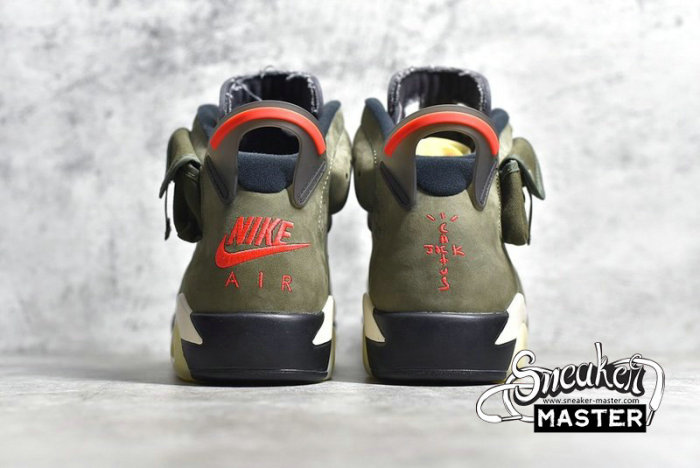 NIKE TRAVIS SCOTT X AIR JORDAN 6 MEDIUM OLIVE/BLACK/UNIVERSITY RED CN1084-200