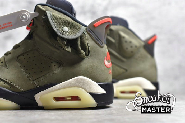 NIKE TRAVIS SCOTT X AIR JORDAN 6 MEDIUM OLIVE/BLACK/UNIVERSITY RED CN1084-200