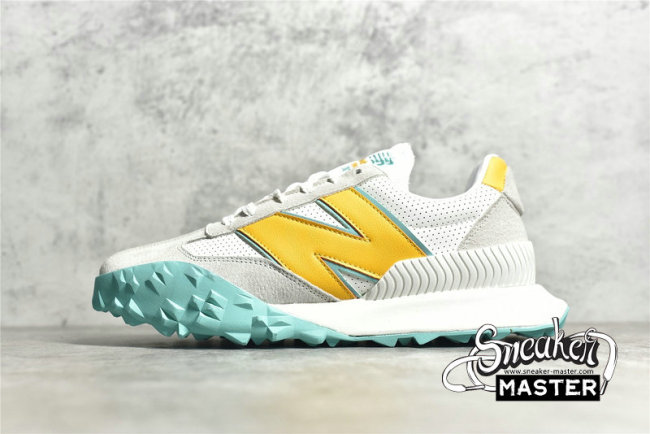 NEW BALANCE RUNNING SHOES WHITE/YELLOW/LIGHT GREY-BLUE XC-72-006