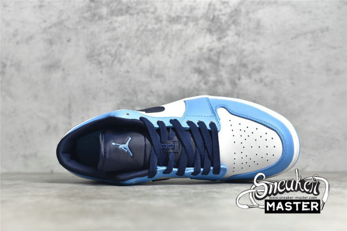 NIKE AIR JORDAN 1 LOW UNC WHITE/UNIVERSITY BLUE/OBSIDIAN 553558-144