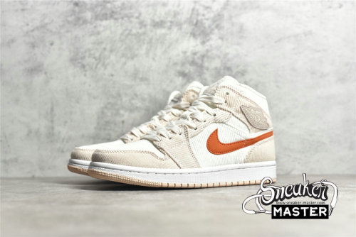 NIKE AIR JORDAN 1 MID SE CORDUROY SAIL/ORANGE QUARTZ/WHITE/ORANGE DA8009-108