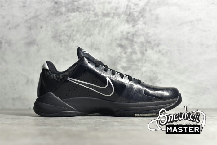 NIKE ZOOM KOBE 5 BLACK OUT BLACK/BLACK-METALLIC SILVER-DARK GREY 386429-003