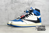 NIKE FRAGMENT DESIGN X TRAVIS SCOTT X AIR JORDAN 1 RETRO HIGH SAIL/BLACK/MILITARY BLUE/PINK DH3227-105