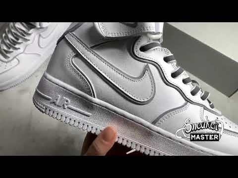 NIKE AIR FORCE 1 MID VINTAGE MOSAIC WHITE/WHITE/WHITE 369733-809