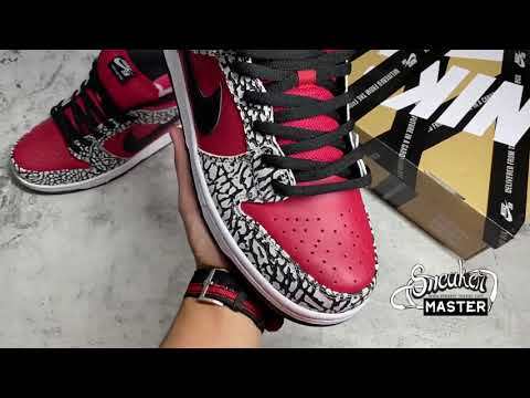 NIKE SUPREME X DUNK LOW PREMIUM SB RED CEMENT FIRE RED/BLACK-CEMENT GREY 313170-600
