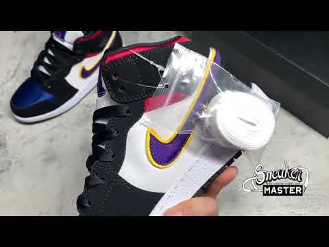 NIKE AIR JORDAN 1 MID SE GS RIVALS BLACK/FIELD PURPLE-WHITE-GYM RED-RUSH BLUE-AMARILLO BQ6931-005
