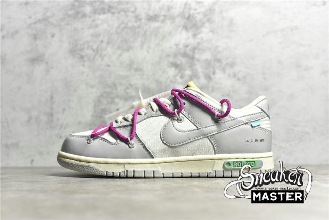 NIKE OFF-WHITE X SB DUNK LOW THE 50 NEUTRAL GREY/WHITE/PINK DM1602-106