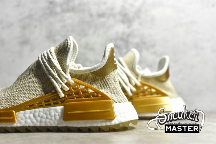 ADIDAS PHARRELL X NMD HU TRAIL HAPPY CHINA EXCLUSIVE GOLD METALLIC/FOOTWEAR WHITE F99762