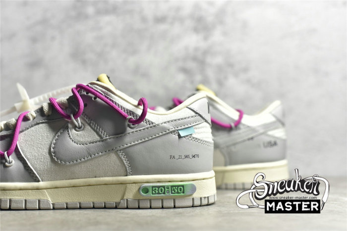 NIKE OFF-WHITE X SB DUNK LOW THE 50 NEUTRAL GREY/WHITE/PINK DM1602-106