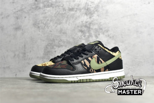 NIKE SB DUNK LOW SE BLACK/OIL GREEN/WHITE/TOTAL ORANGE DH0957-001