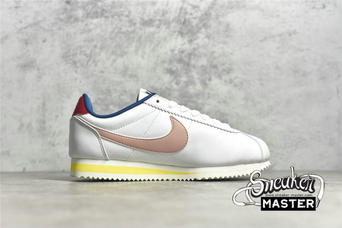 NIKE CLASSIC CORTEZ LEATHER SUMMIT WHITE/GYM RED/CHROME YELLOW/CORAL STARDUST 807471-114