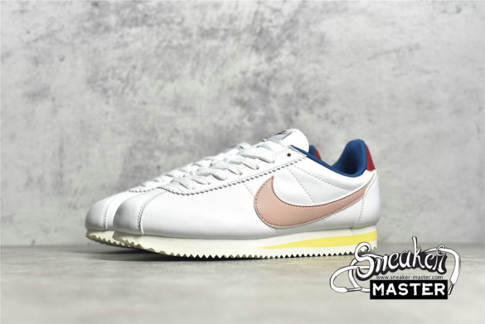 NIKE CLASSIC CORTEZ LEATHER SUMMIT WHITE/GYM RED/CHROME YELLOW/CORAL STARDUST 807471-114