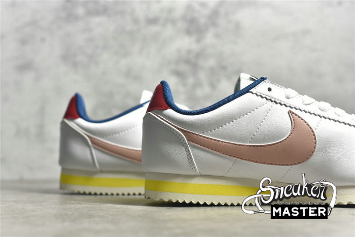 NIKE CLASSIC CORTEZ LEATHER SUMMIT WHITE/GYM RED/CHROME YELLOW/CORAL STARDUST 807471-114