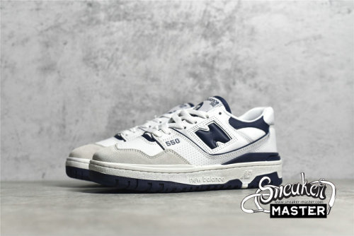 NEW BALANCE 550 RUNNING SHOES WHITE/WHITE/NAVY BB550WA1