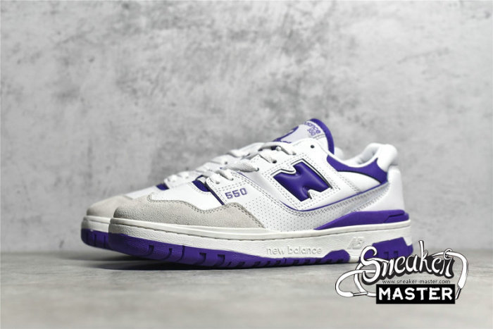 NEW BALANCE 550 RUNNING SHOES WHITE/WHITE/PRISM PURPLE BB550WR1