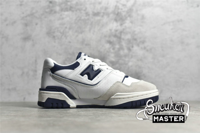 NEW BALANCE 550 RUNNING SHOES WHITE/WHITE/NAVY BB550WA1